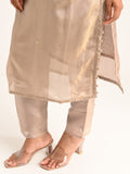 Champagne Beige Embroidered Kurta Set with Dupatta
