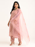 Blush Pink Embroidered Kurta Set with Dupatta