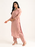 Blush Pink Embroidered Kurta Set with Dupatta