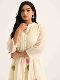 Ivory Floral Detail Kurta Set with Dupatta