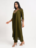 Embroidered Muslin Kurta Set with Dupatta
