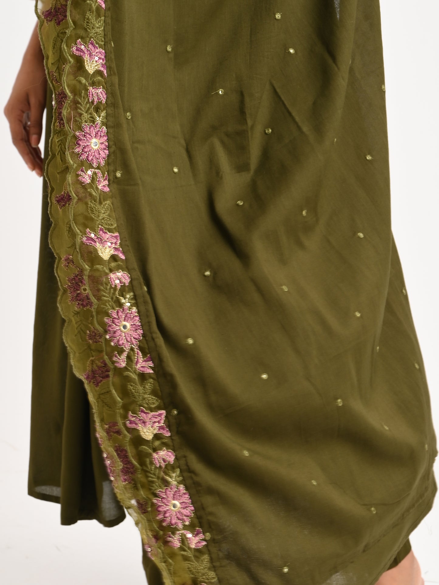Embroidered Muslin Kurta Set with Dupatta