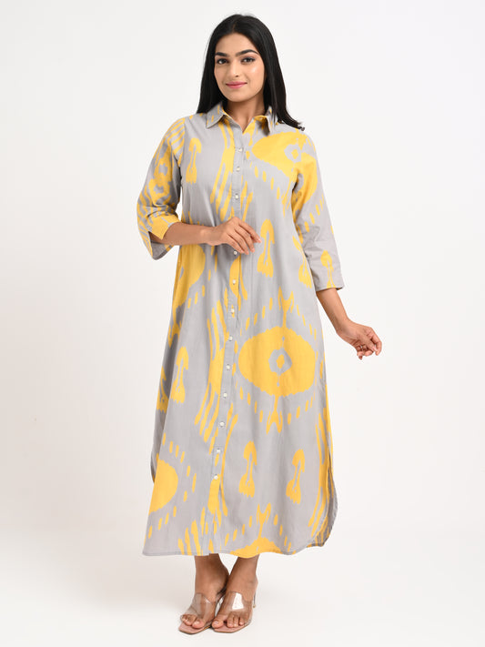 Printed Cotton Shirt Dress