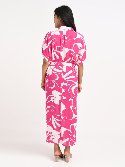 Belted floral Kaftan dress