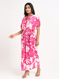 Belted floral Kaftan dress