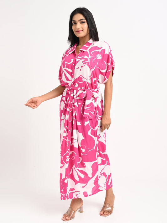 Belted floral Kaftan dress