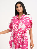 Belted floral Kaftan dress