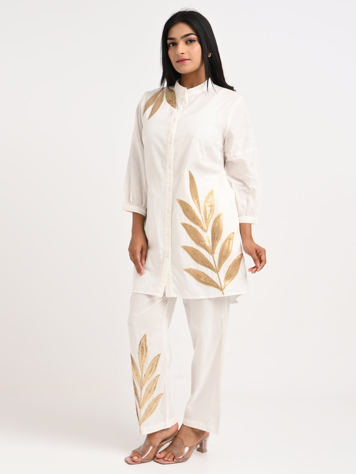 Ivory Gold Leaf Cotton Co-ord Set