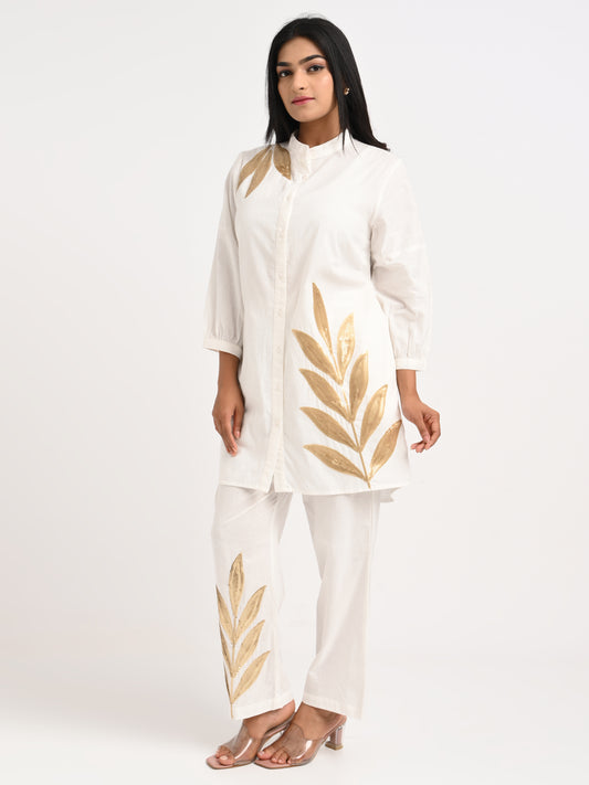 Ivory Gold Leaf Cotton Co-ord Set
