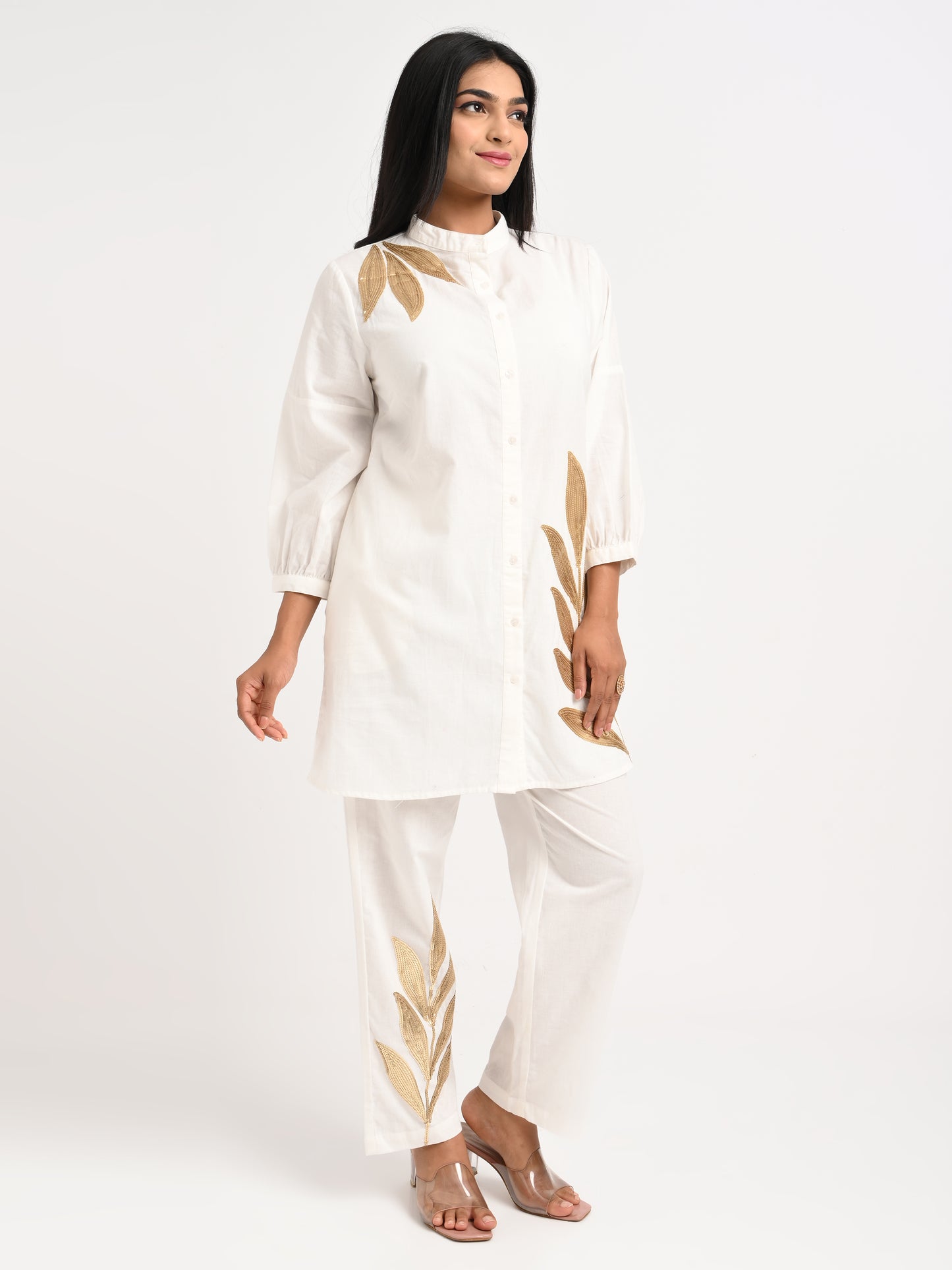 Ivory Gold Leaf Cotton Co-ord Set