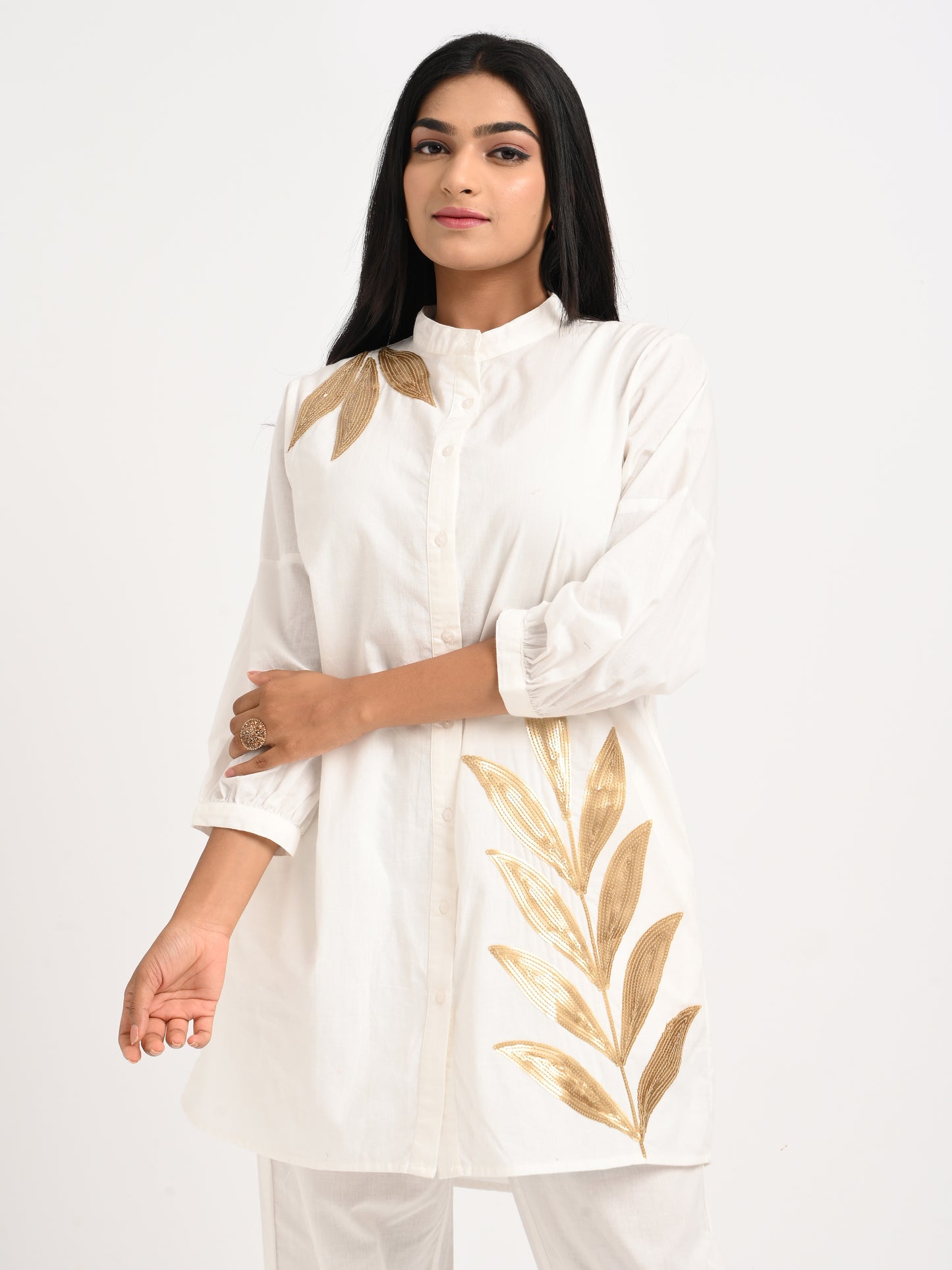Ivory Gold Leaf Cotton Co-ord Set