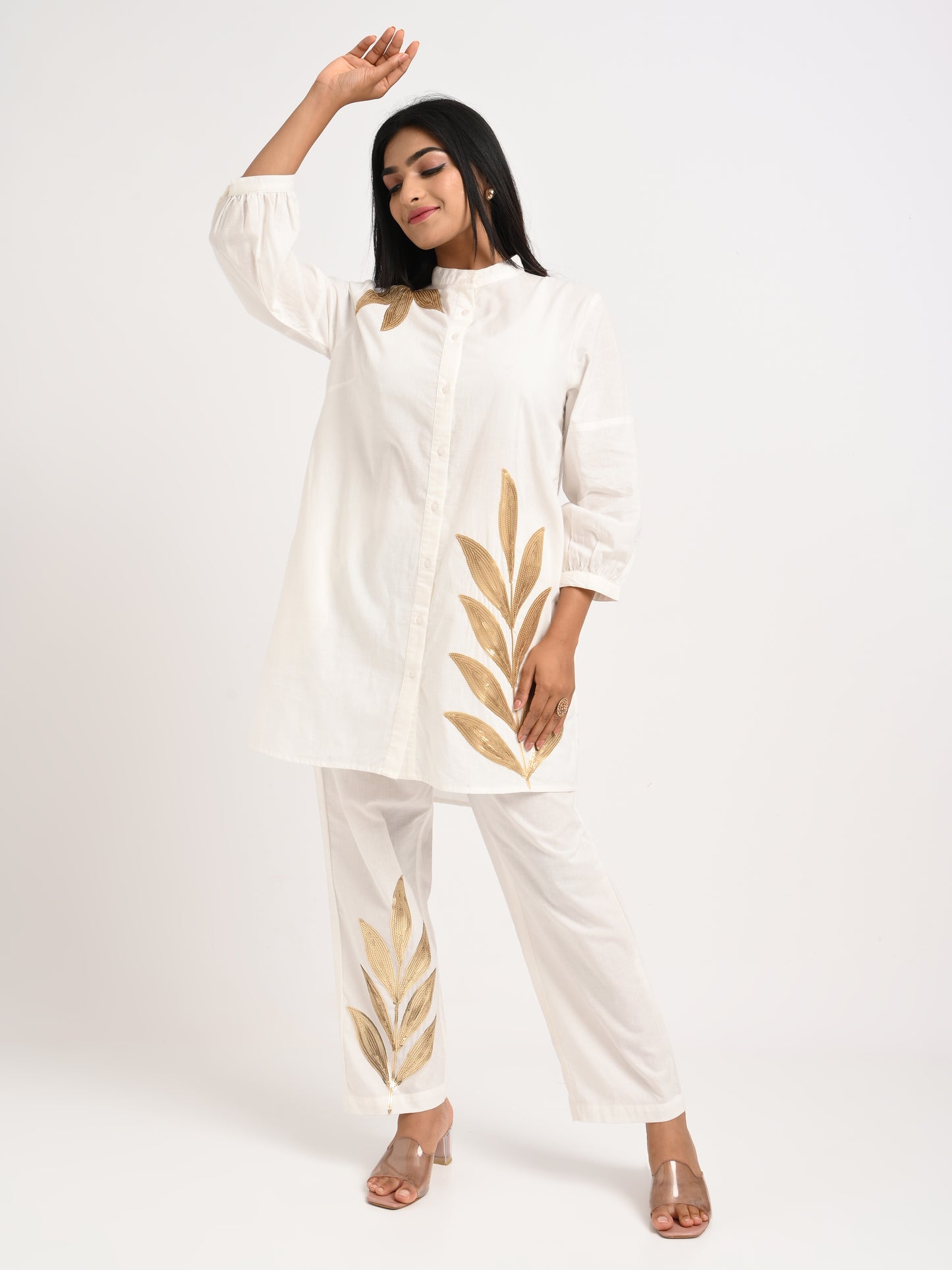 Ivory Gold Leaf Cotton Co-ord Set