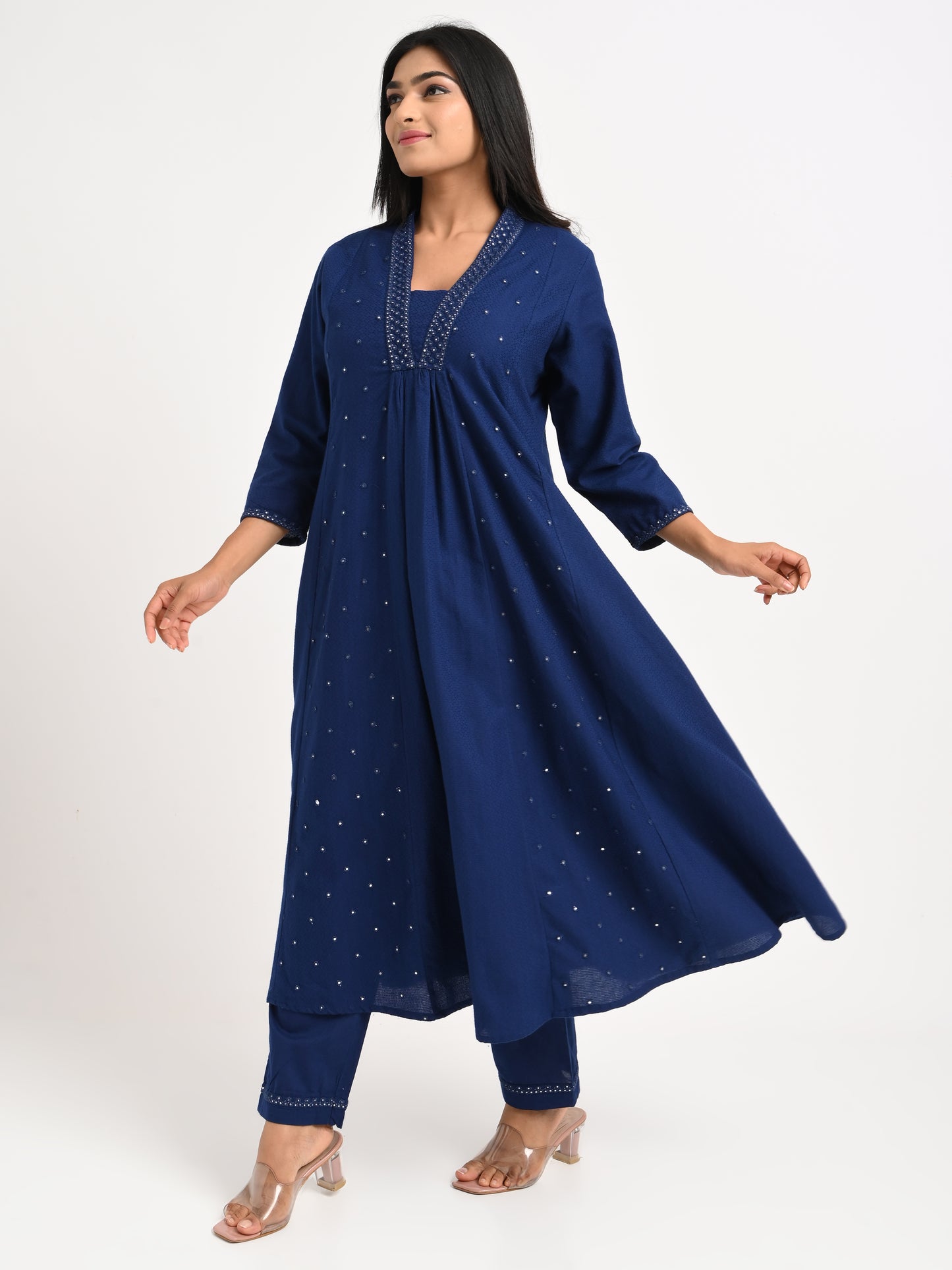 Midnight Blue Embroidered Kurta Set