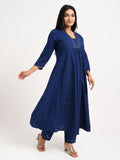 Midnight Blue Embroidered Kurta Set