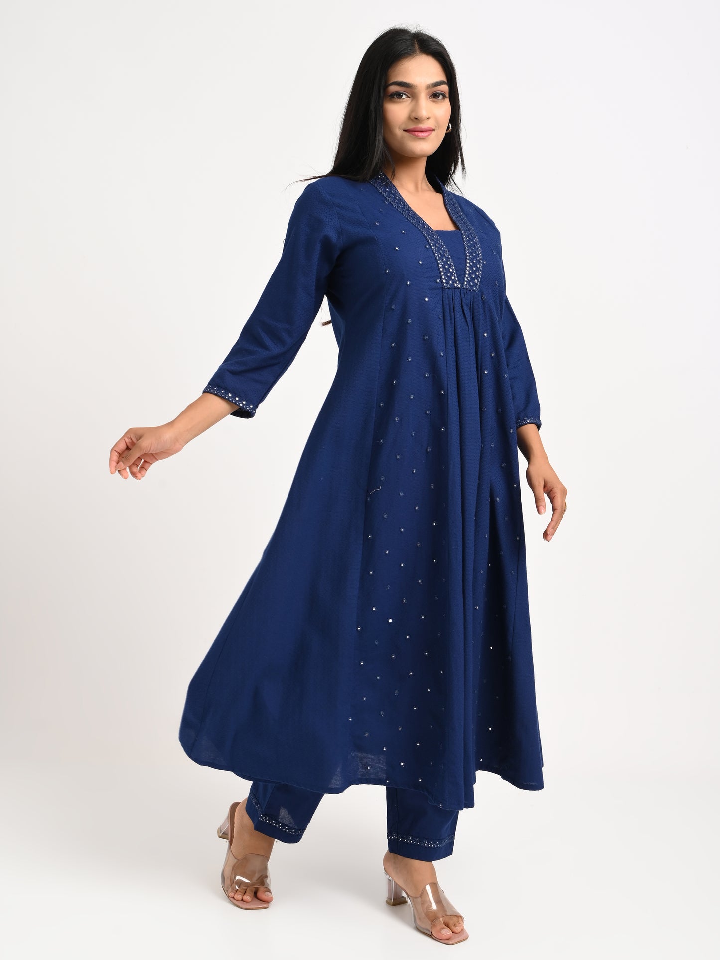 Midnight Blue Embroidered Kurta Set