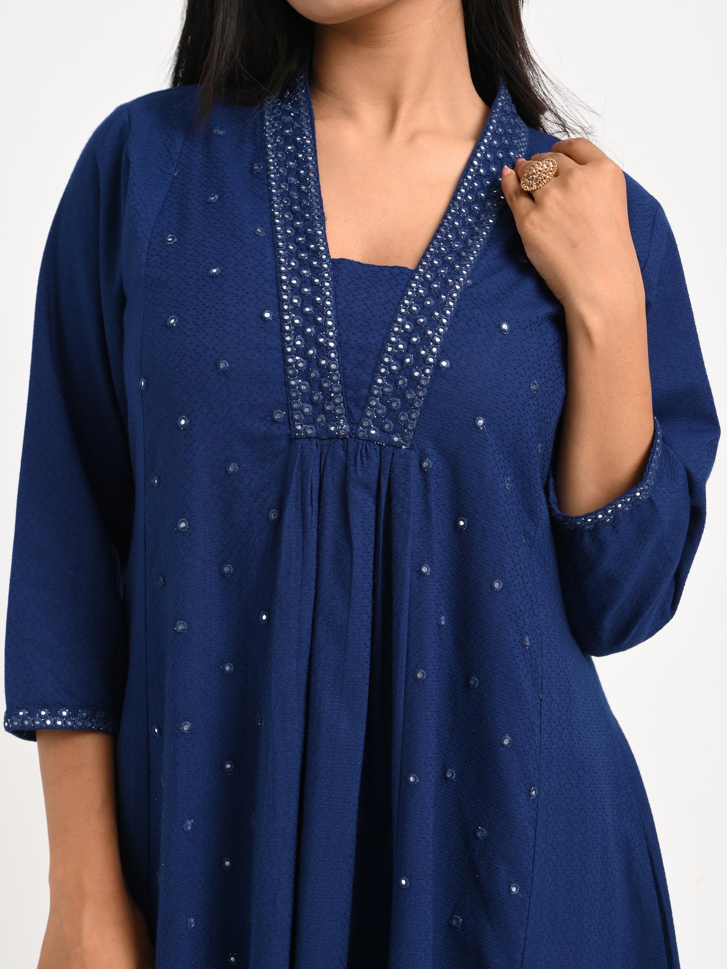 Midnight Blue Embroidered Kurta Set