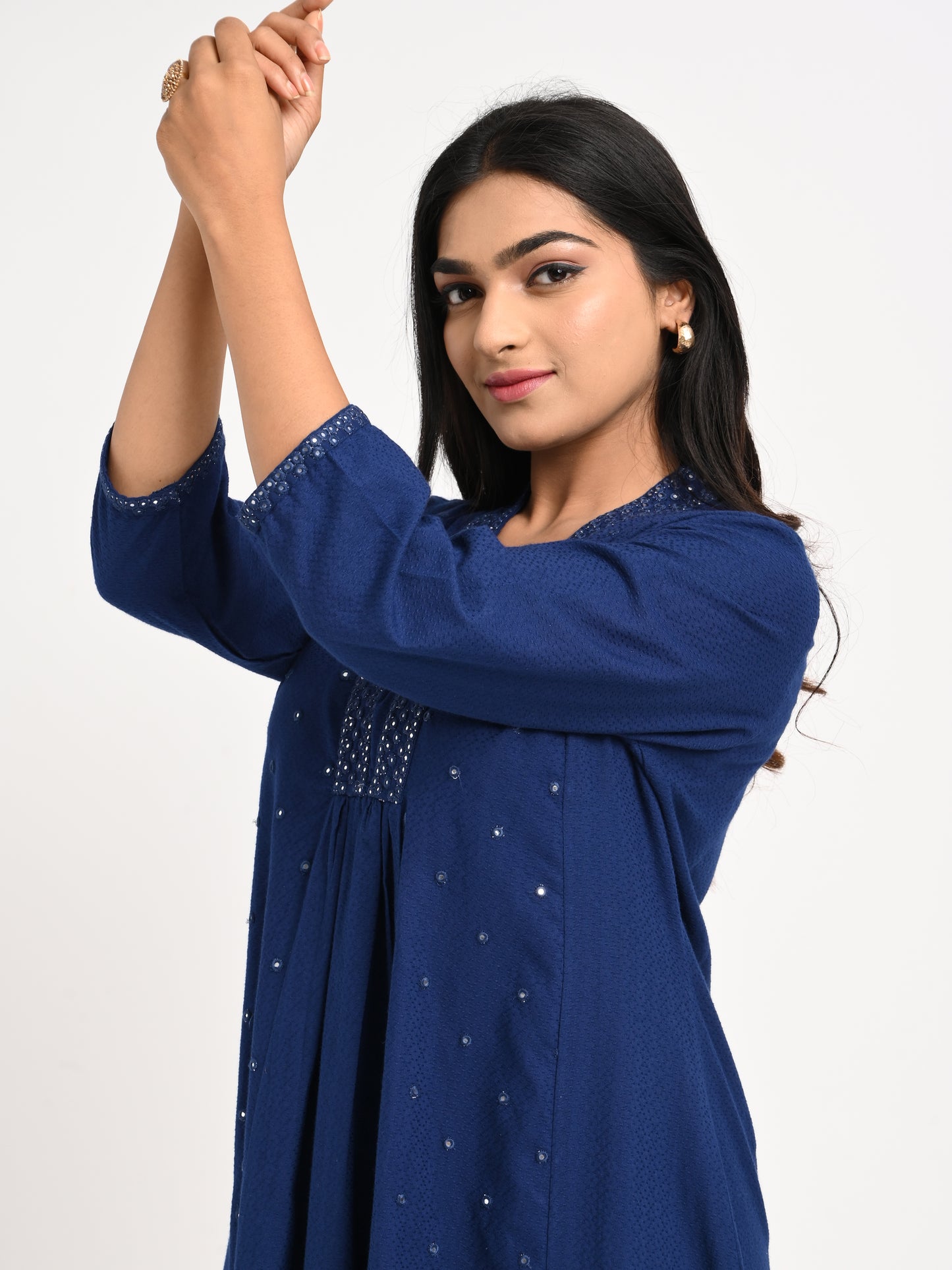 Midnight Blue Embroidered Kurta Set