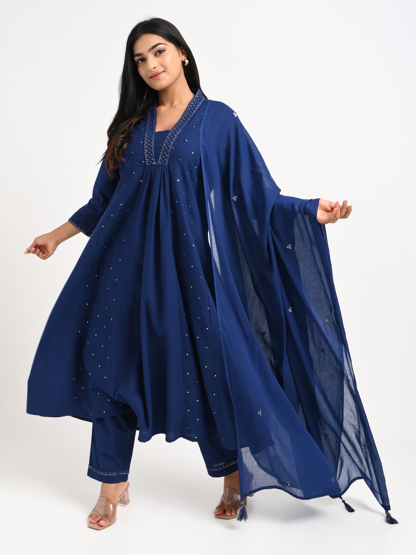 Midnight Blue Embroidered Kurta Set
