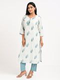Seafoam Printed Cotton Suit Set with Dupatta