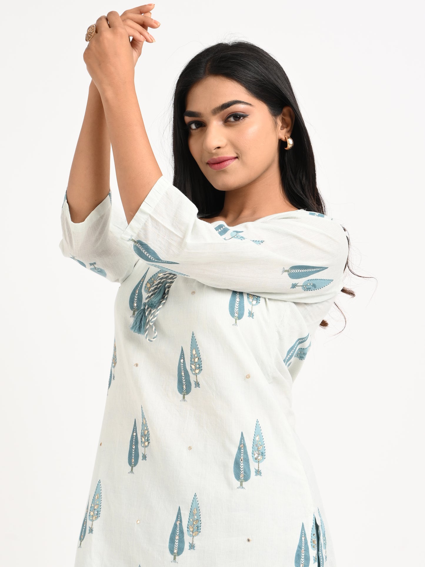 Seafoam Printed Cotton Suit Set with Dupatta