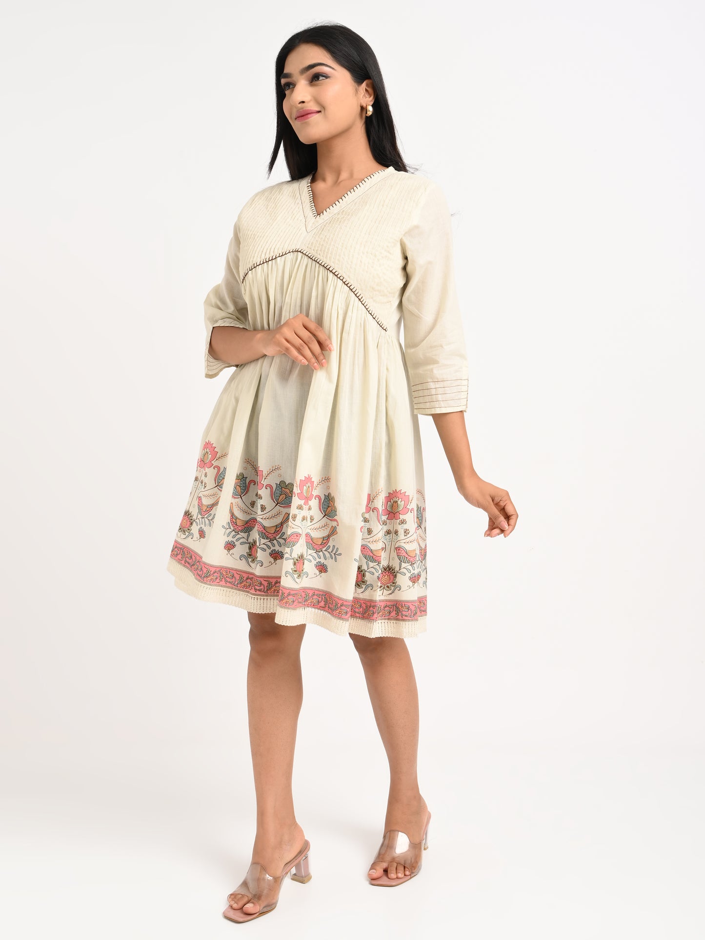 Ivory Floral Short Dress