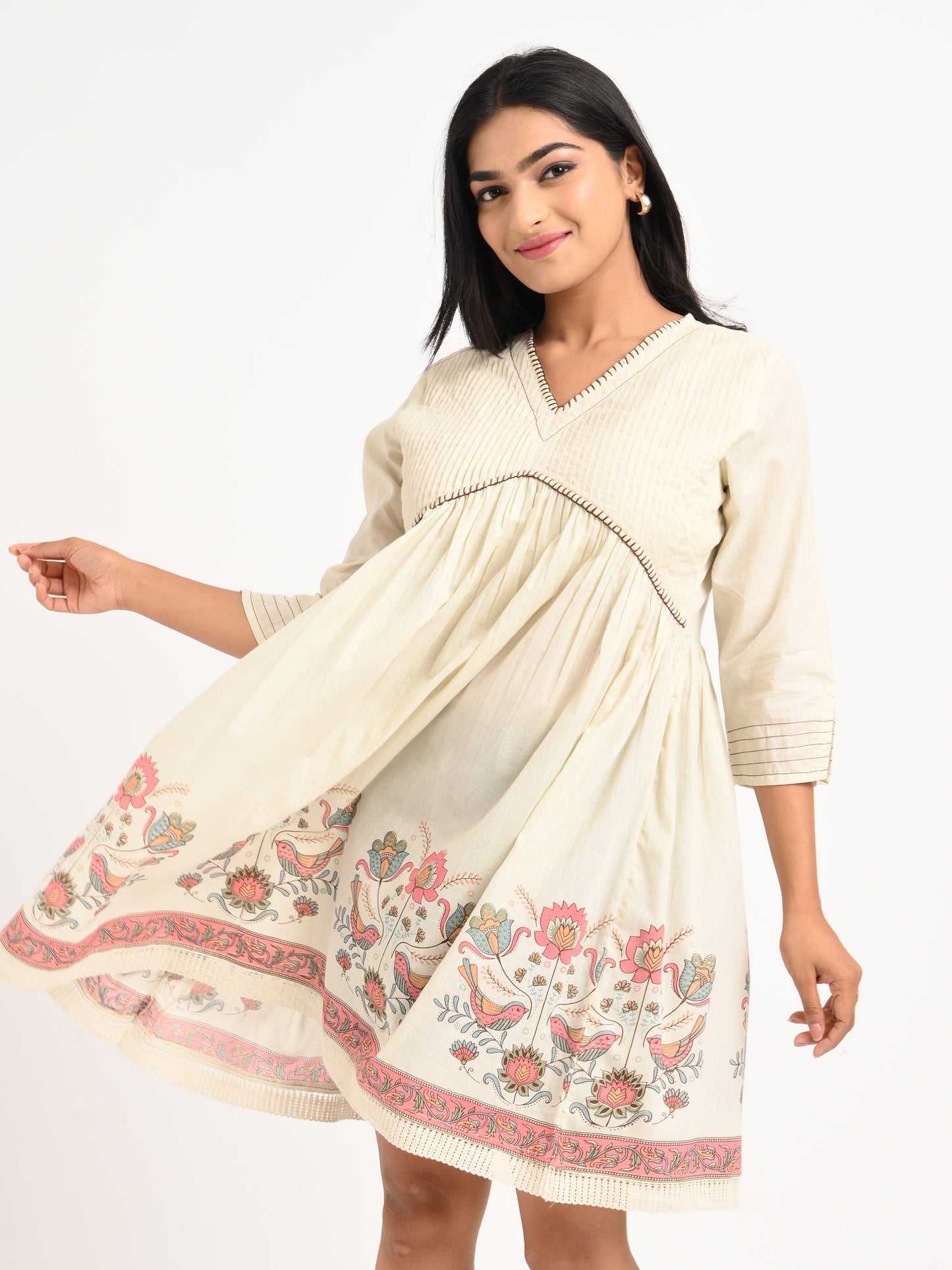 Ivory Floral Short Dress