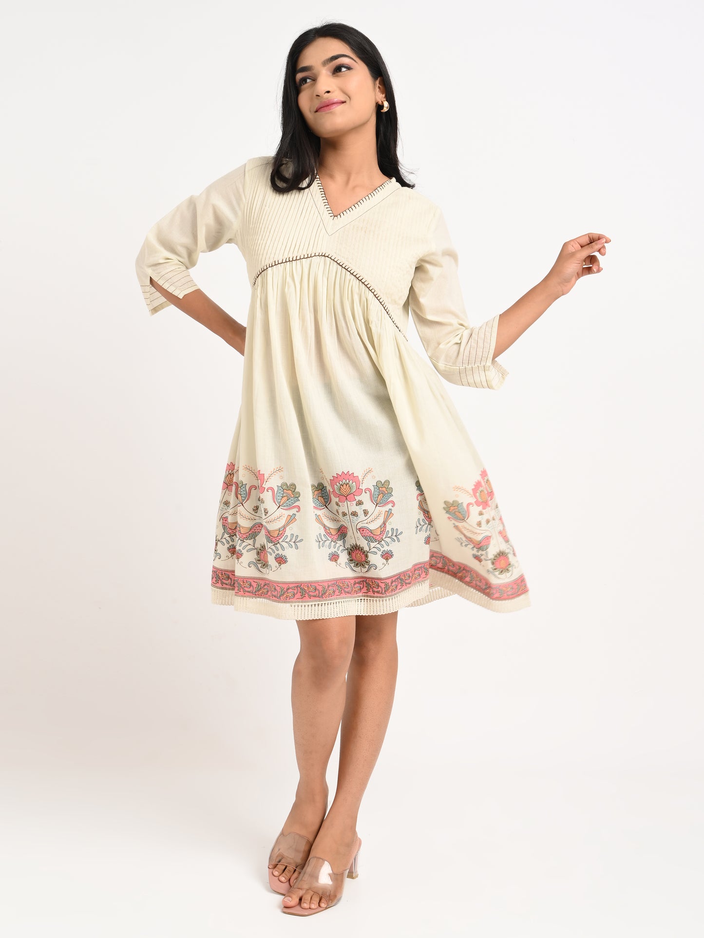 Ivory Floral Short Dress