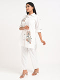 White Embroidered Shirt Co-ord Set