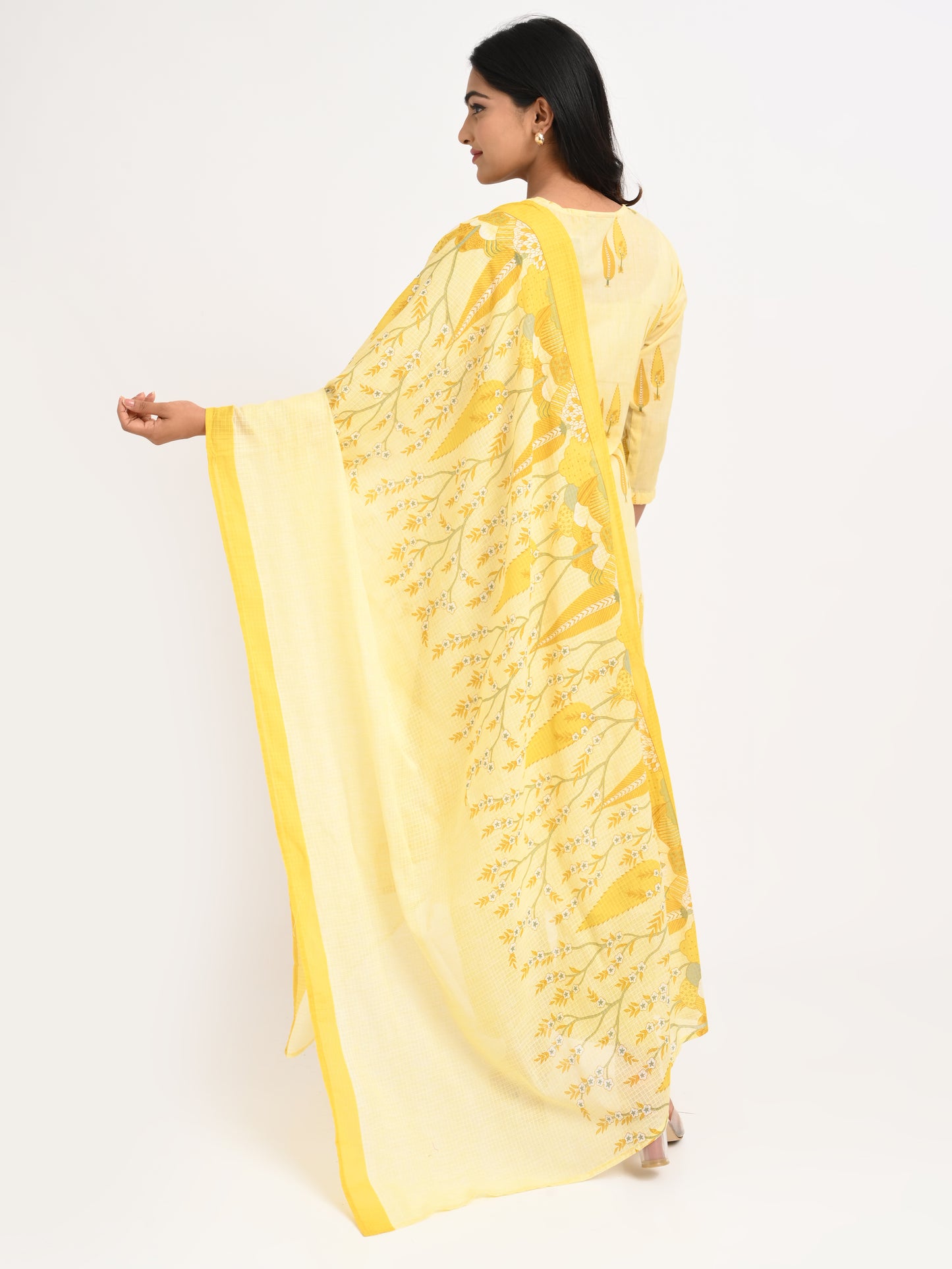 Sunlit Yellow Printed Cotton Suit Set
