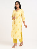 Sunlit Yellow Printed Cotton Suit Set
