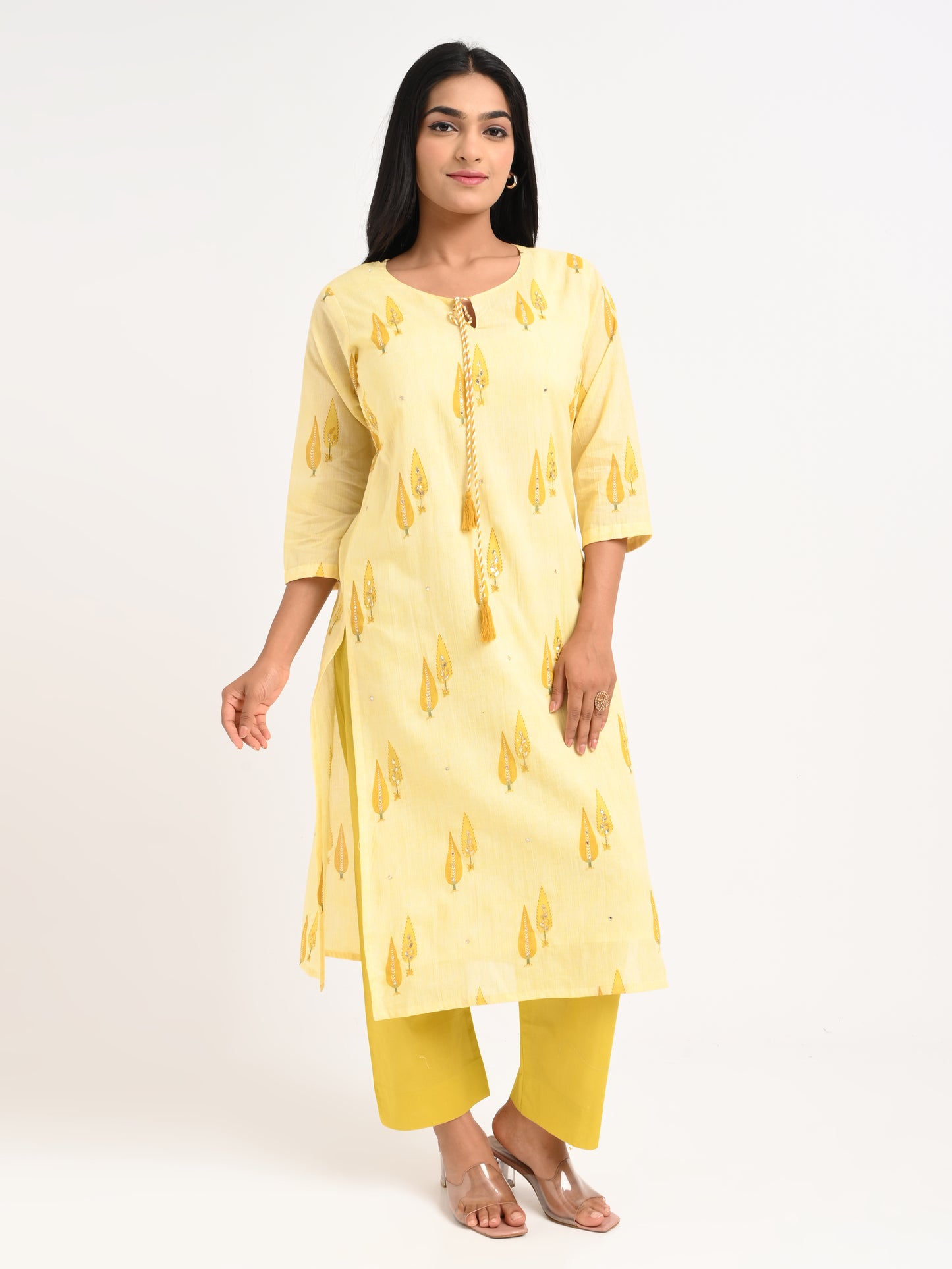 Sunlit Yellow Printed Cotton Suit Set