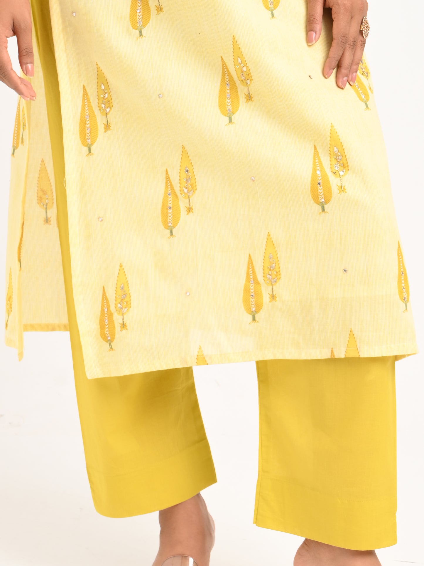 Sunlit Yellow Printed Cotton Suit Set