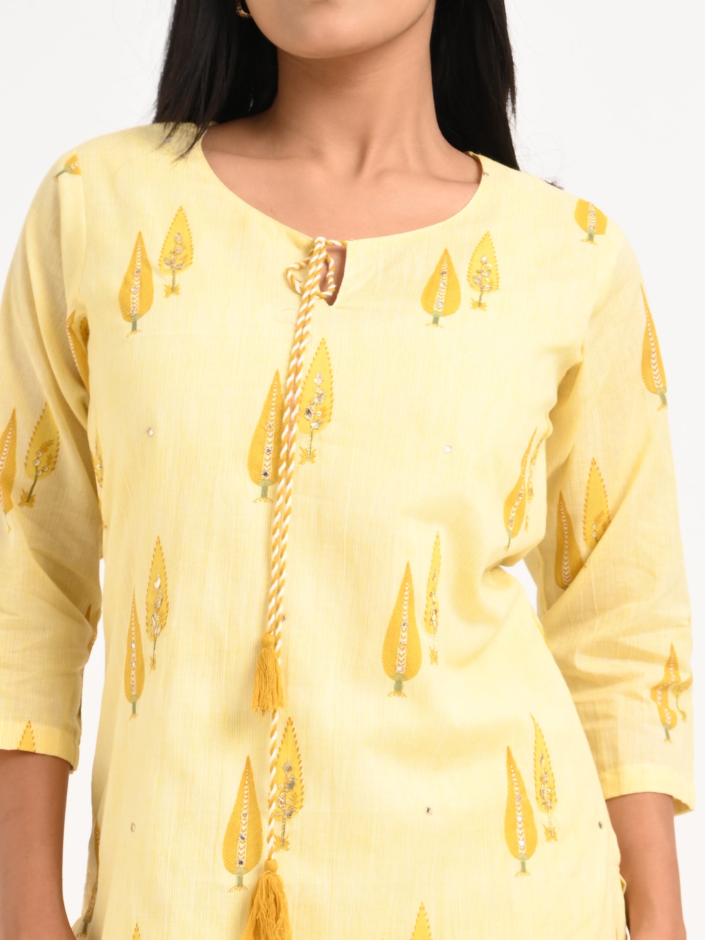 Sunlit Yellow Printed Cotton Suit Set
