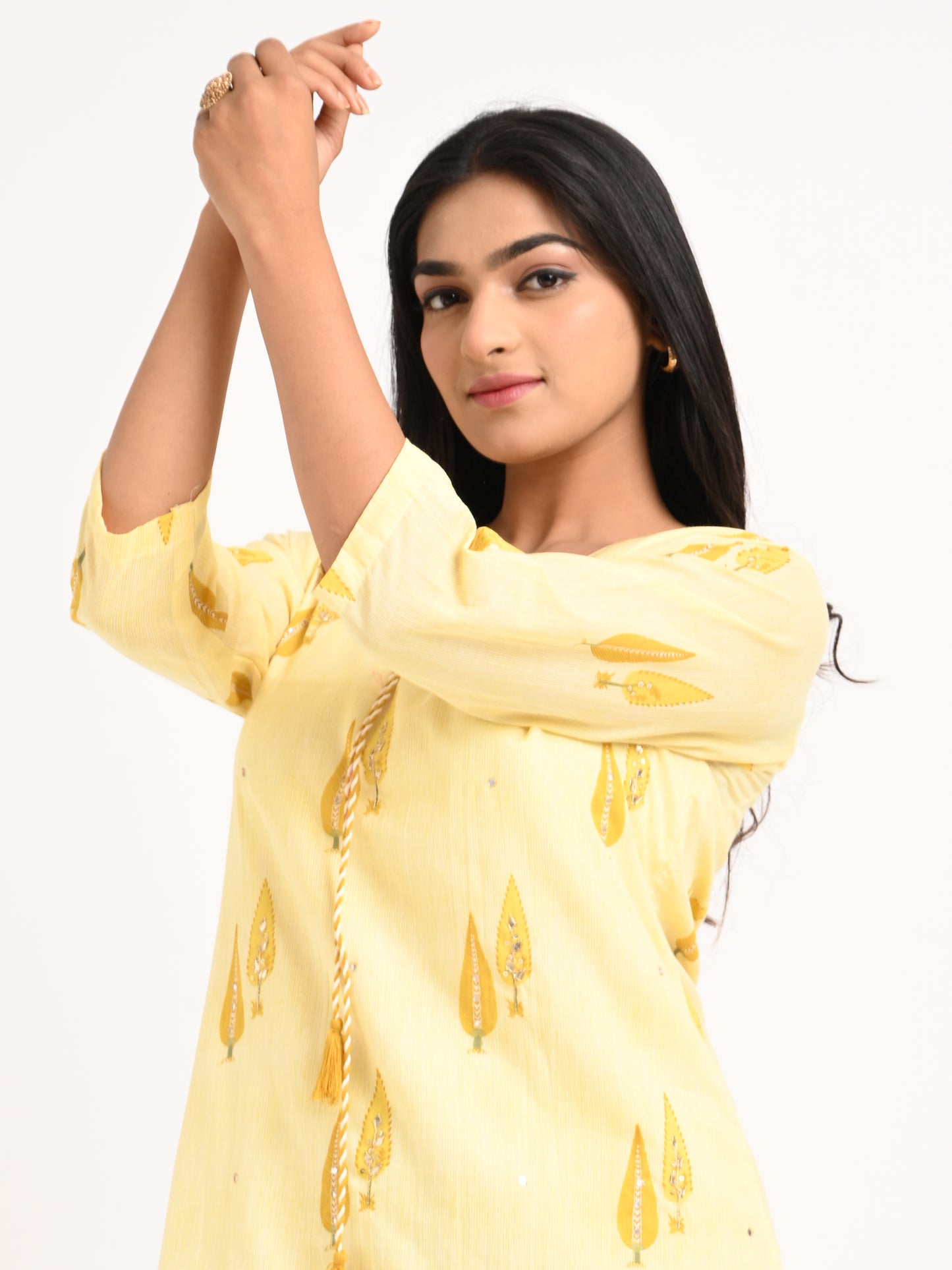Sunlit Yellow Printed Cotton Suit Set