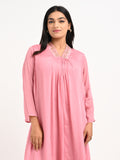 Rose Pink Pleated Kurta Set with Dupatta
