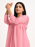 Rose Pink Pleated Kurta Set with Dupatta