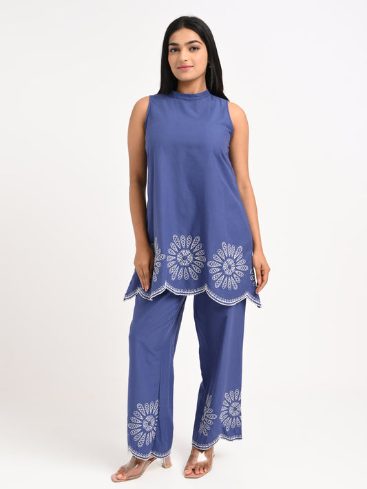 Indigo Blue Embroidered Co-ord Set
