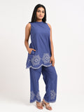 Indigo Blue Embroidered Co-ord Set