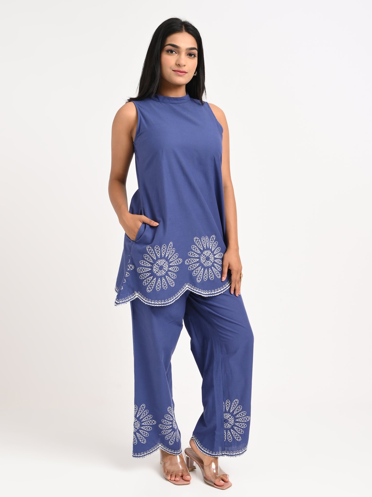 Indigo Blue Embroidered Co-ord Set