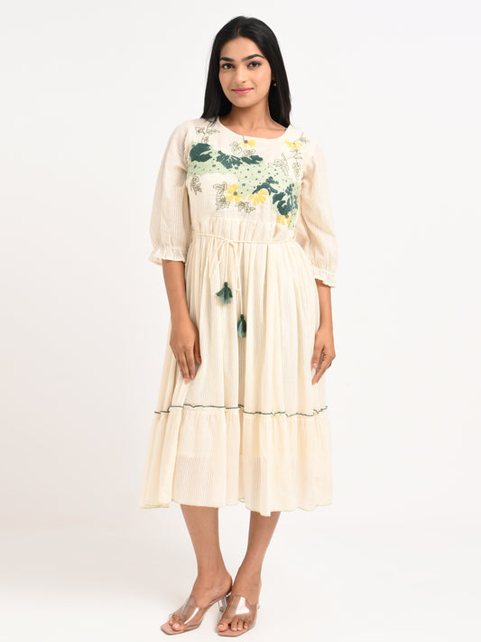 Embroidered Flared  Dress