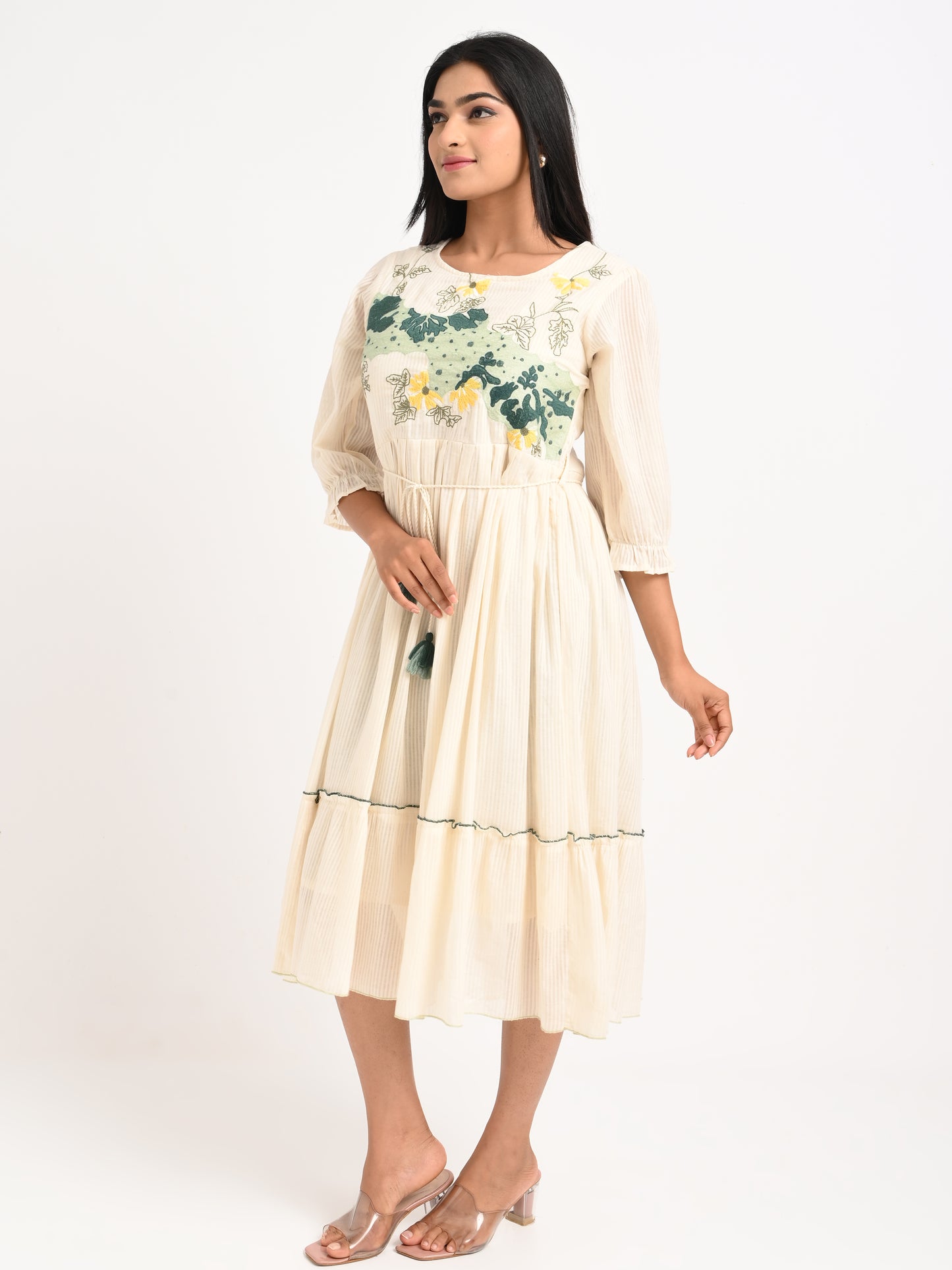 Embroidered Flared  Dress