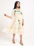 Embroidered Flared  Dress