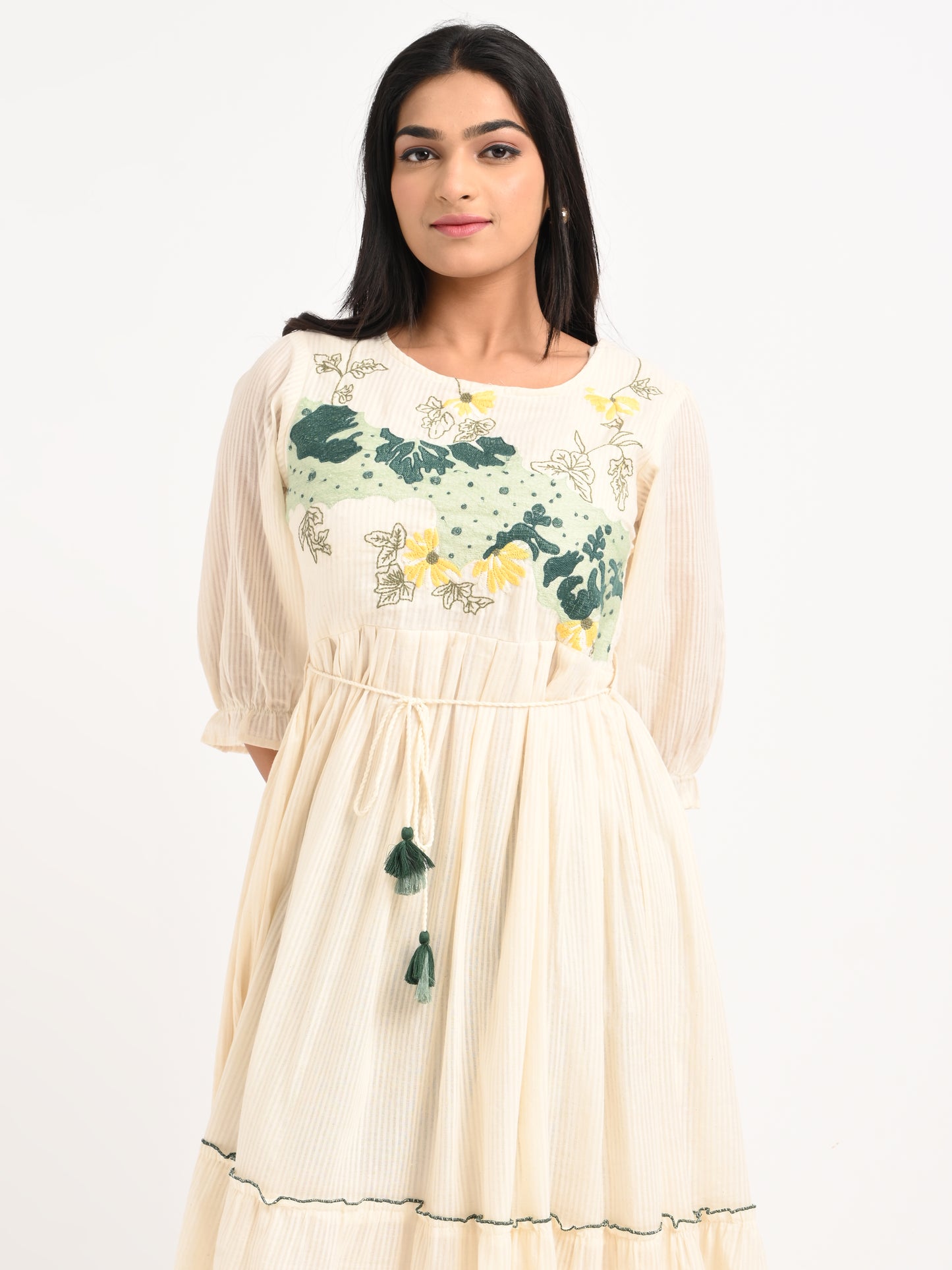 Embroidered Flared  Dress