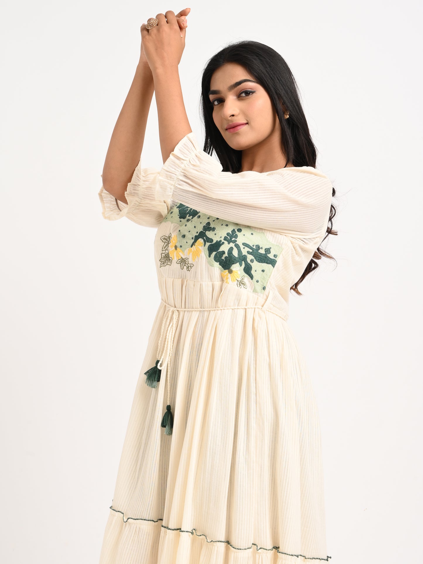 Embroidered Flared  Dress
