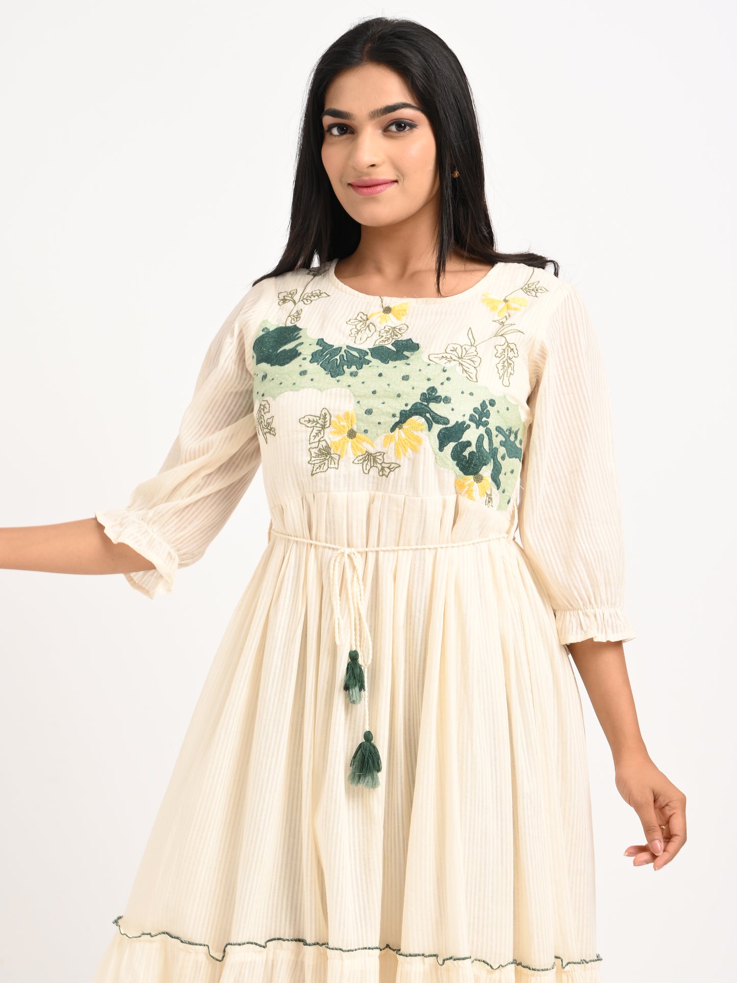 Embroidered Flared  Dress