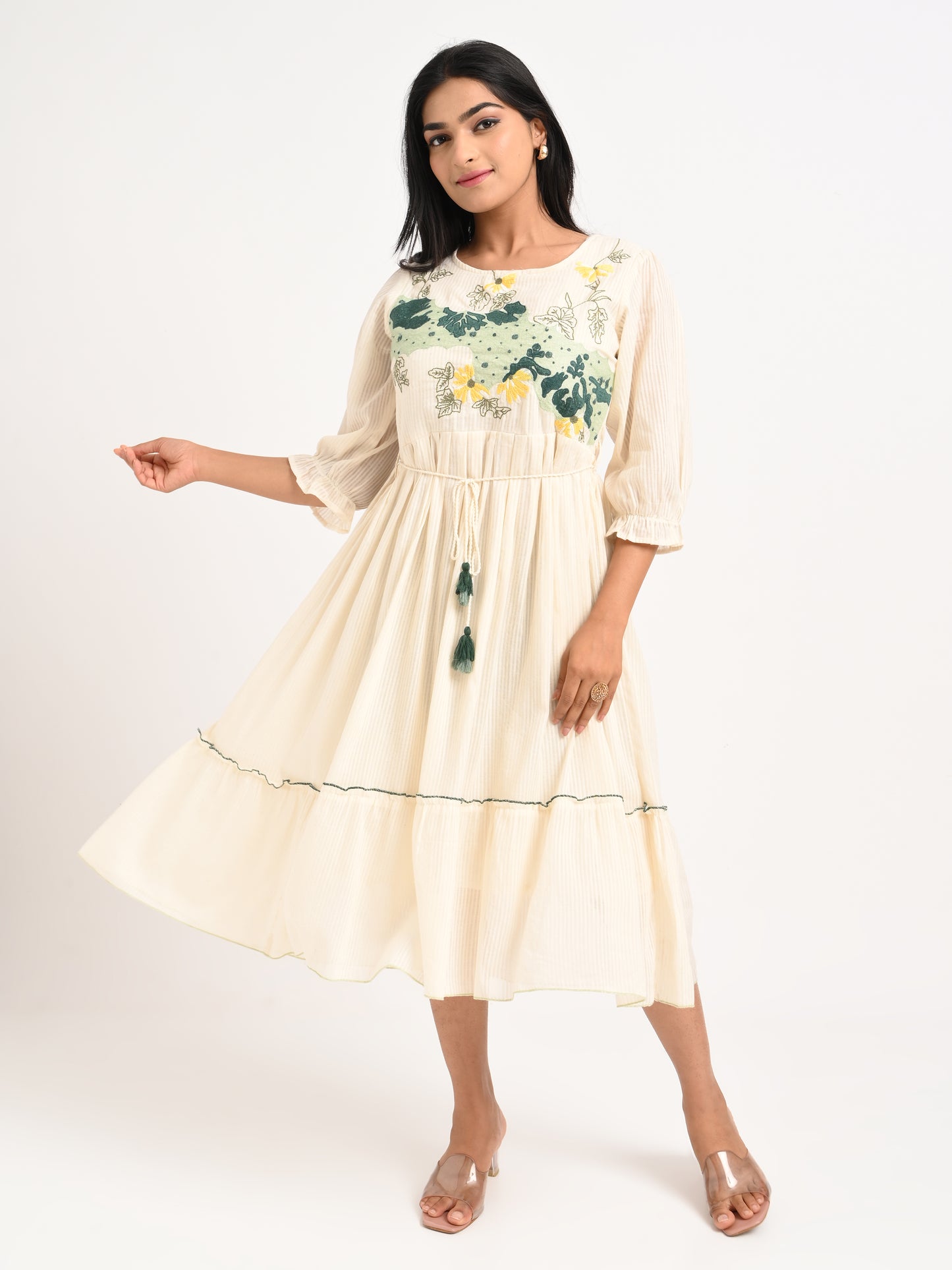 Embroidered Flared  Dress