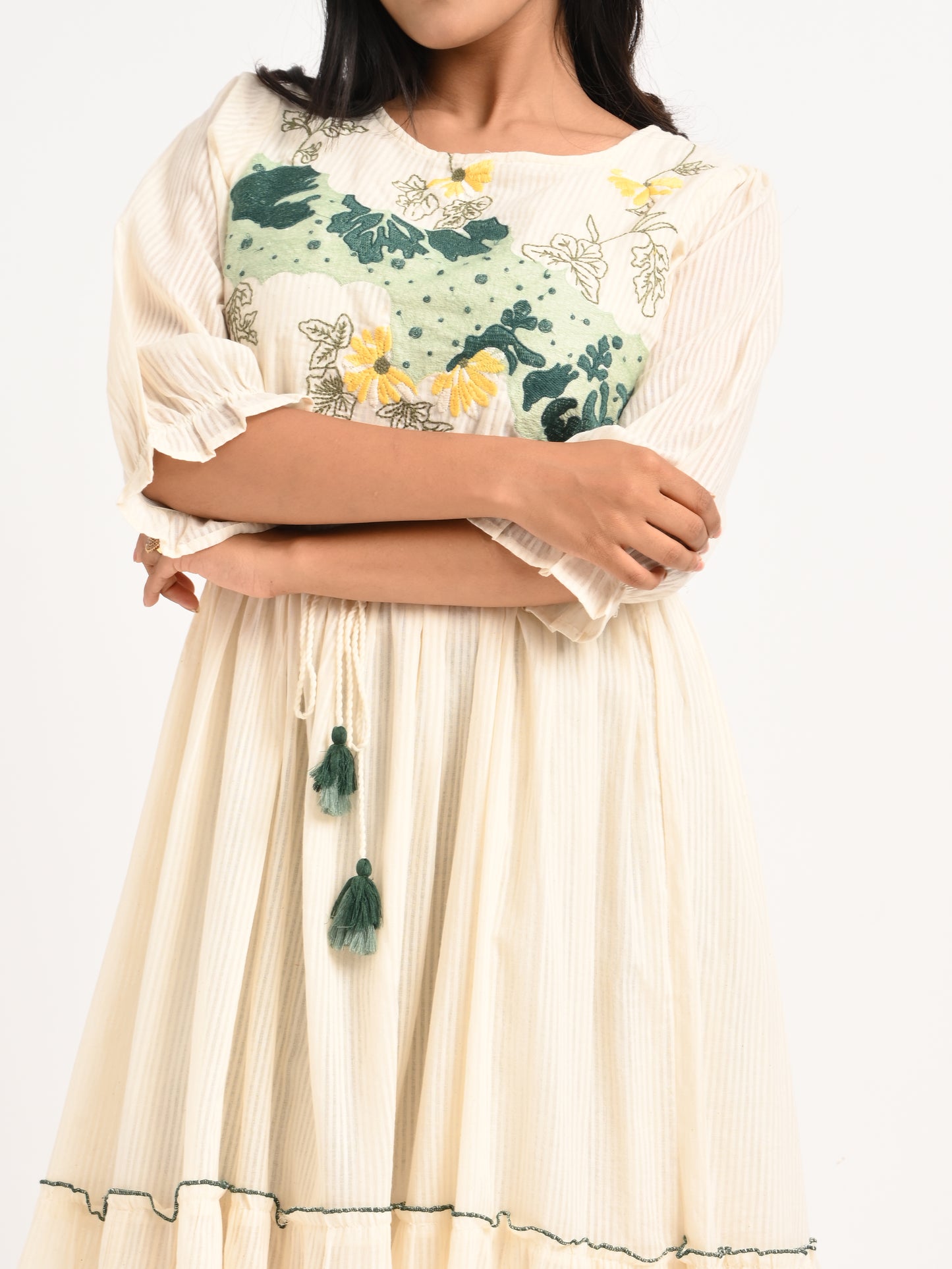 Embroidered Flared  Dress