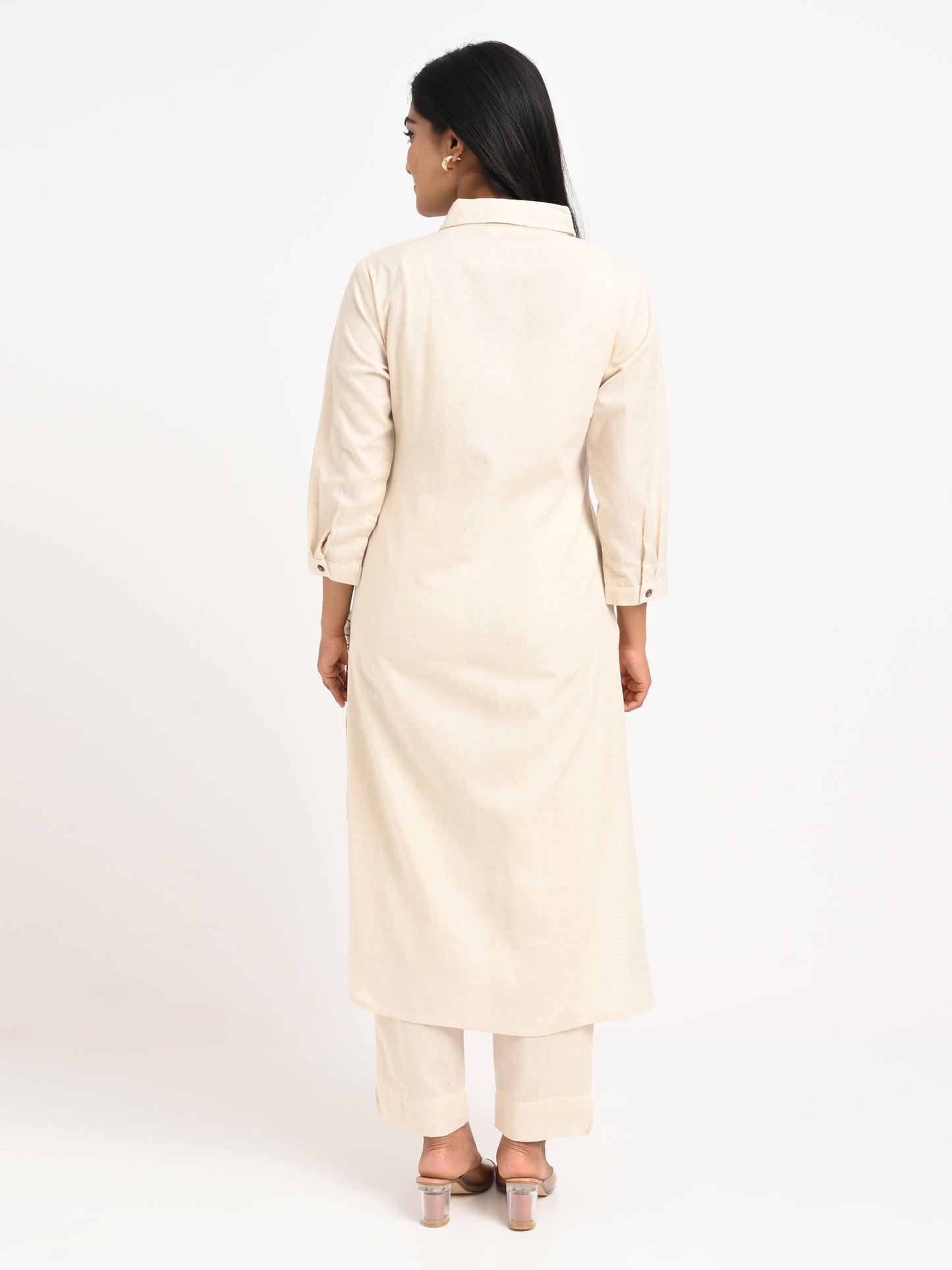 Embroidered Shirt-Style Kurta Set