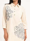 Embroidered Shirt-Style Kurta Set