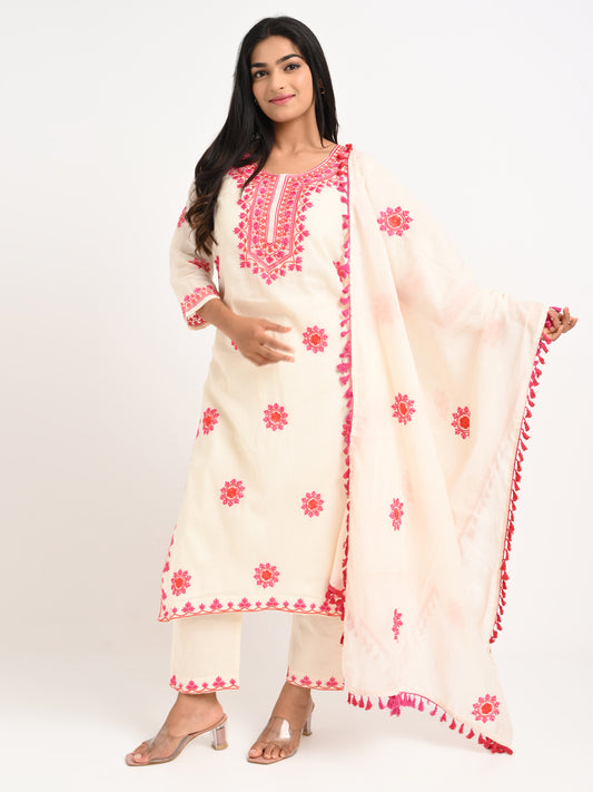Embroidered Kurta Set with Dupatta